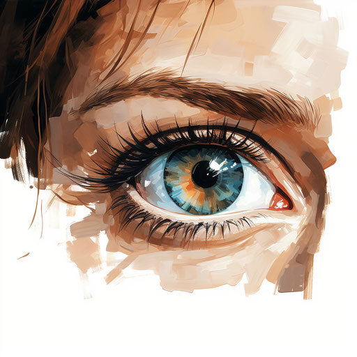 Illustration of eyes in the style of oil painting, on white background