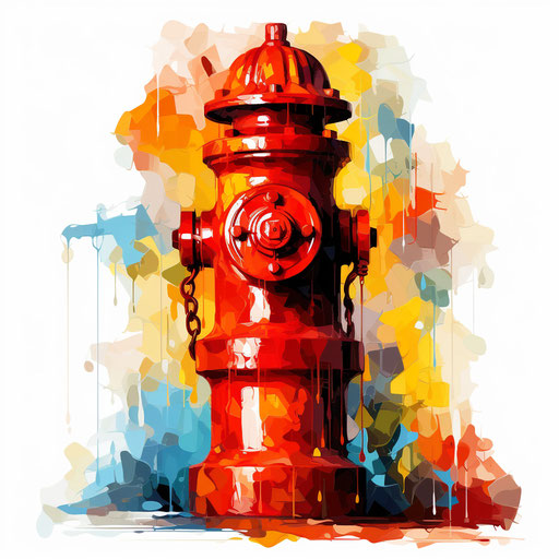 Impressionistic fire hydrant clipart on white background