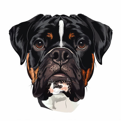 Dog Face Clipart in Photo Realistic Style with Flat White Background