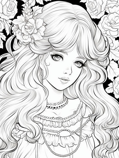 Princess princess prince coloring page, pentax espio mini style, elegant