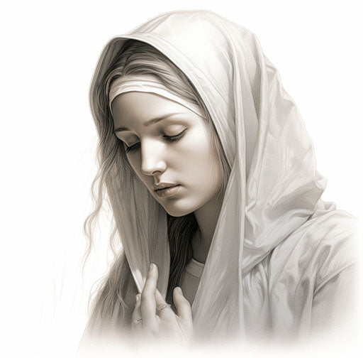 Religious symbol of the Holy Mary in transparent graphite style