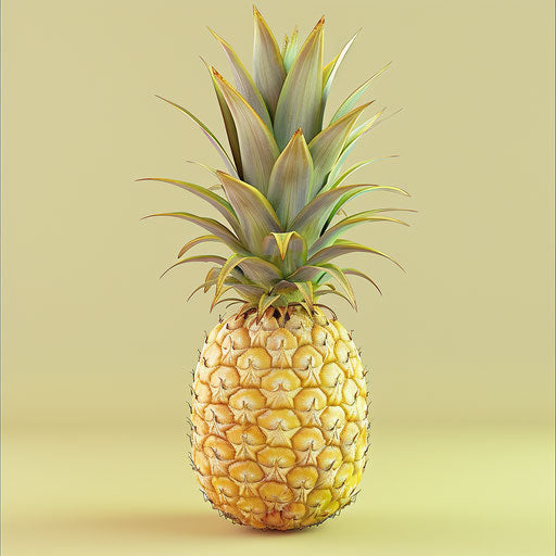 Realistic pineapple on bright chartreuse background