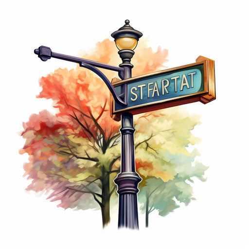 Street sign in style of Oil painting