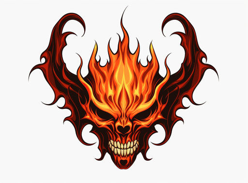 Fire demon horns on white background, transparent png download, Charles Burns style, horror 34:25