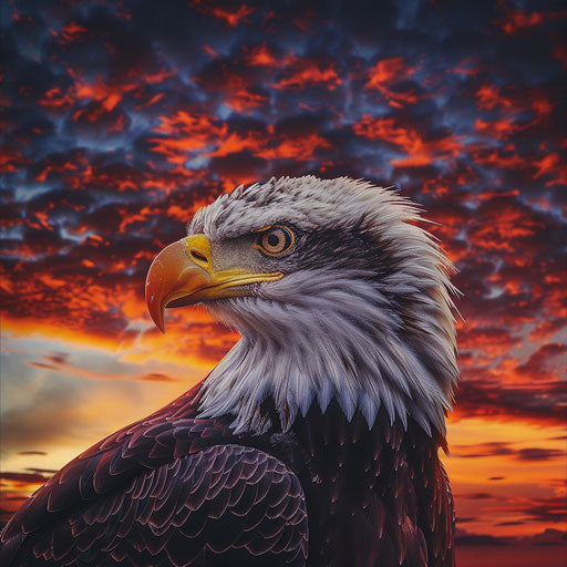 Bald eagle in a dramatic sunset
