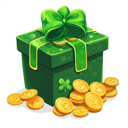 St. Patrick's Day Gift: Box, Gold Coins, Vector Design