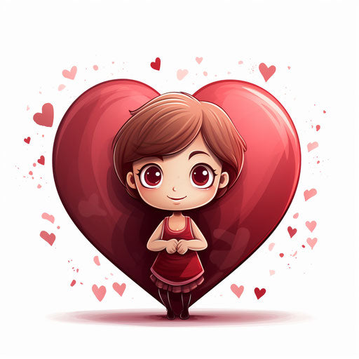 Cute heart clipart in the style of Chiaroscuro Art, on a white background