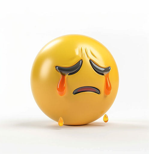 Crying emoji with tears on white background