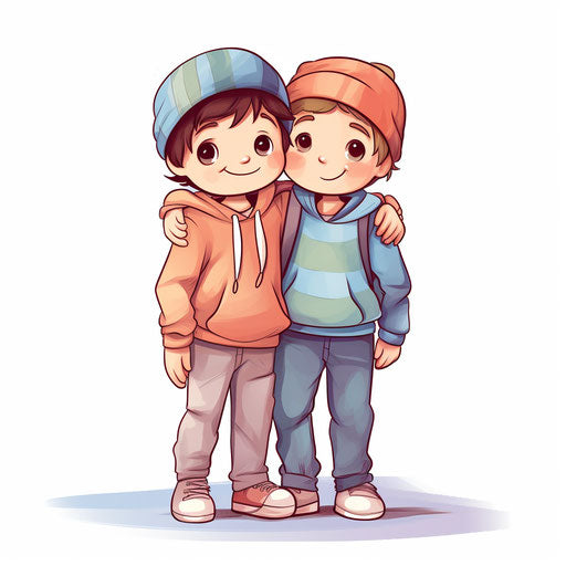 Brother illustration in the style of Pastel Colors Art