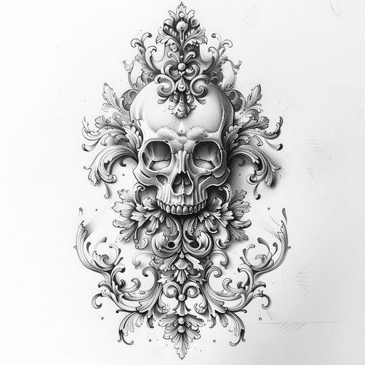 Baroque tattoo sketch of a Kalinga design with ornate details and classic flourishes