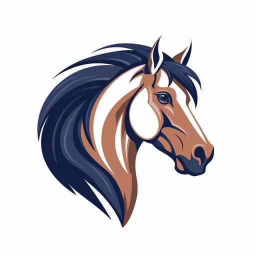 Minimalist horse head clipart on white background