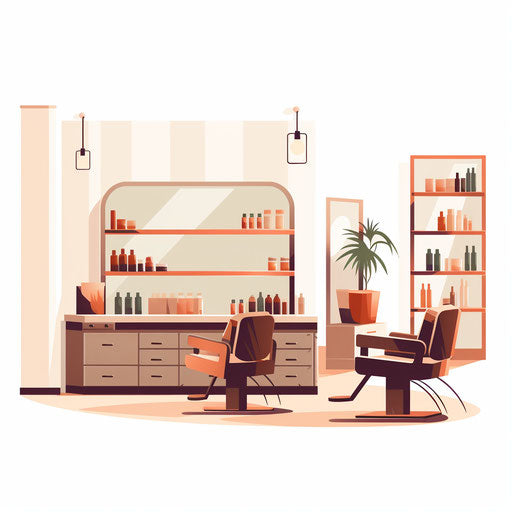 Minimalist style salon clipart on white background
