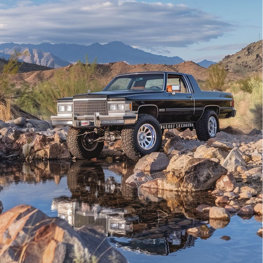 Exploring off-road in a customized 83 Cadillac