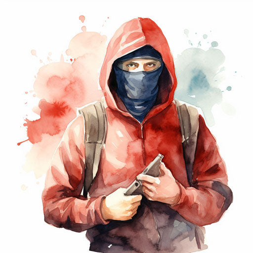 Robber clipart in Watercolor Art style, on white background
