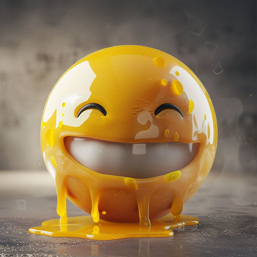 Yellow smiling face with closed mouth, old memecore style