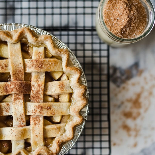 Apple pie cooling with cinnamon and sugar