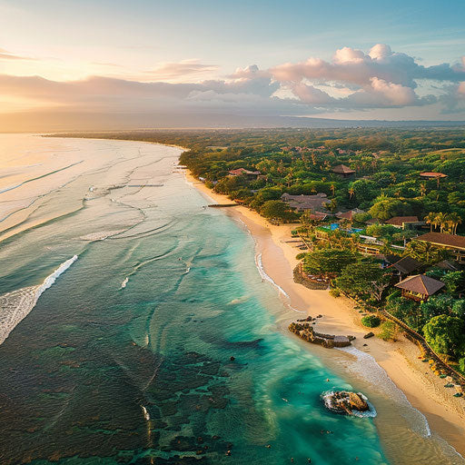 Pristine beaches of Nusa Dua, Indonesia from above