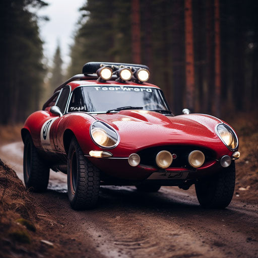 Rally car with off-road modifications