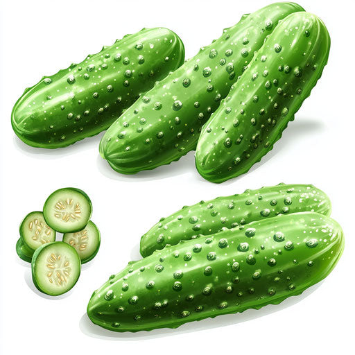 3D Cucumbers with flat white background, realistic style