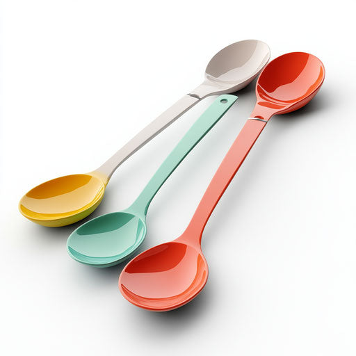 3D Measuring Spoons on flat white background, isolated clipart