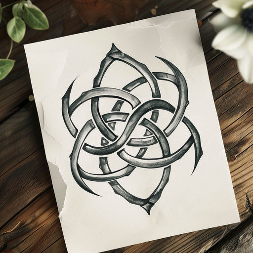 Celtic knot tattoo design in black and gray