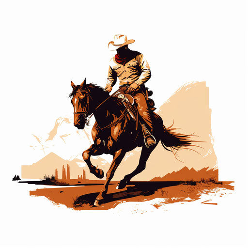 Cowboy clip art in Minimalist style, on white background