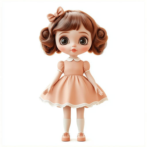 3D Doll on white background, isolated illustration