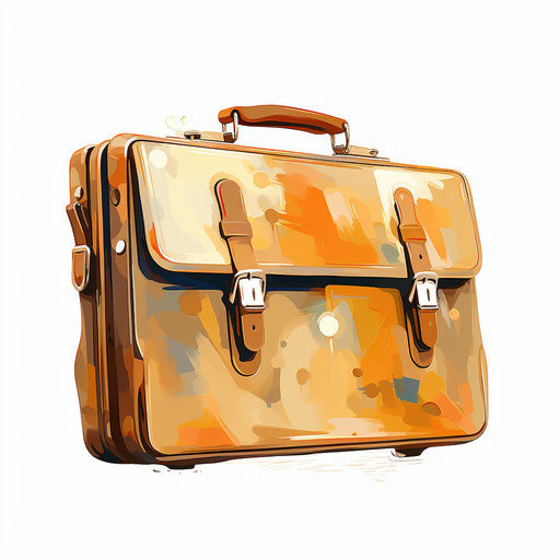 Briefcase clipart in the style of Impressionistic Art