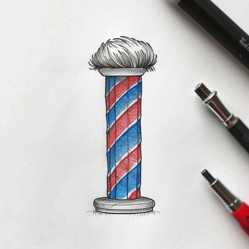 Minimalist flat tattoo sketch of a classic barber pole