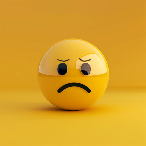 Sad emoji icon on yellow background, beautiful animecore