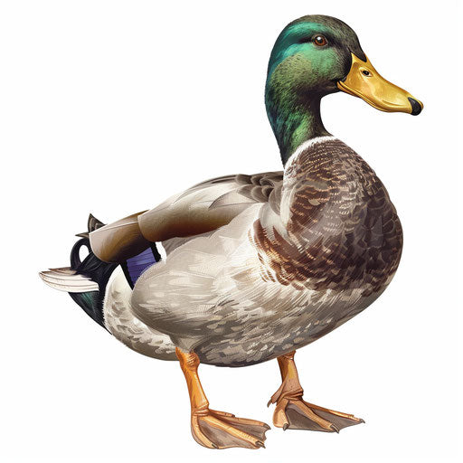 Duck clipart in photo realistic style on white flat background