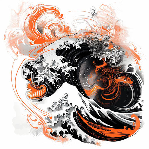 Dynamic tattoo sketch of a Japanese wave in clipart style