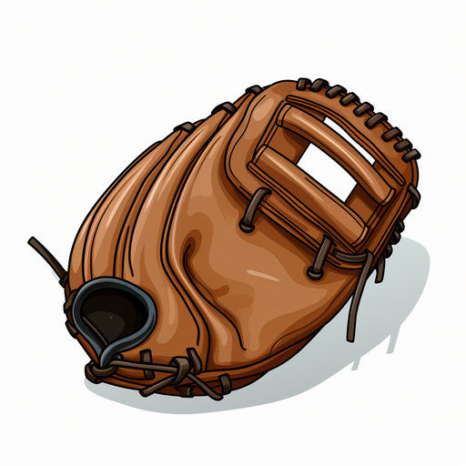 Minimalist baseball glove on white background