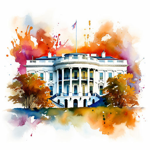 White house clipart in the style of Impressionistic Art