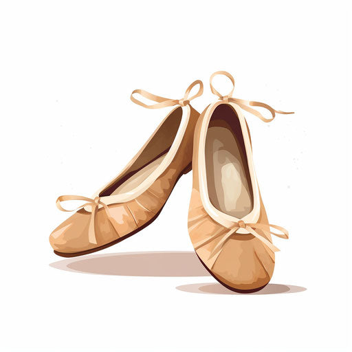 Ballet shoes illustration in Minimalist style, on white background