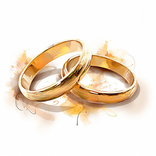 Wedding ring clipart in the style of Impressionistic Art, on a white background