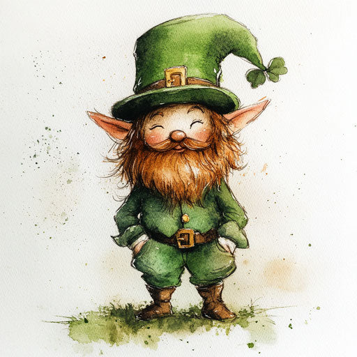 Watercolor leprechaun on white background, single object with edges