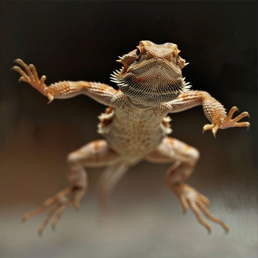 A bearded dragon in a dynamic pose
