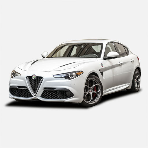 Classic White background sport car Alfa Romeo Giulia Quadrifoglio