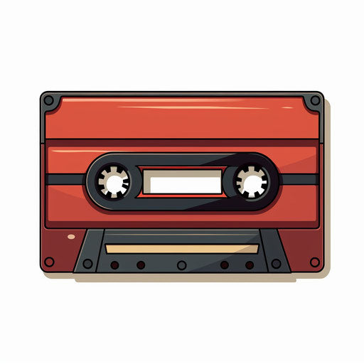 Minimalist style cassette tape clipart on white background