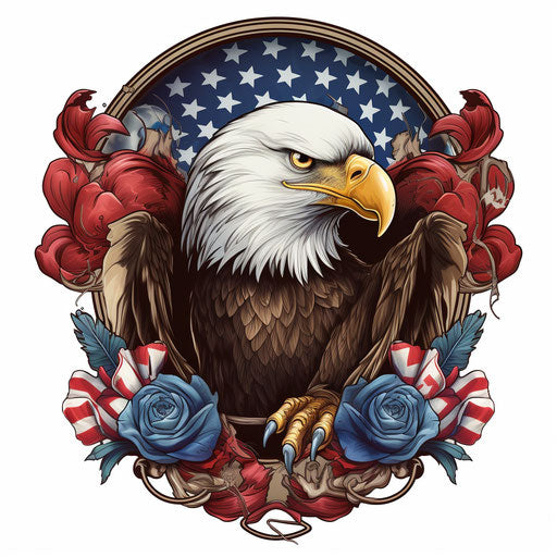 American flag shields eagle with red, white & blue design