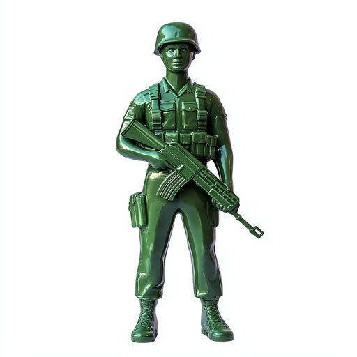 Realistic illustration of plastic toy soldiers, high-res, isolated