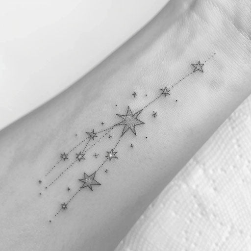 Sketch Gemini constellation tattoo stars clean white background