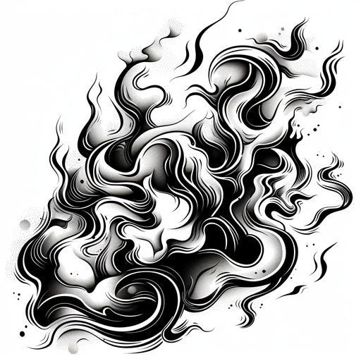 Abstract clipart style for dark arts tattoo with swirling smoke effects