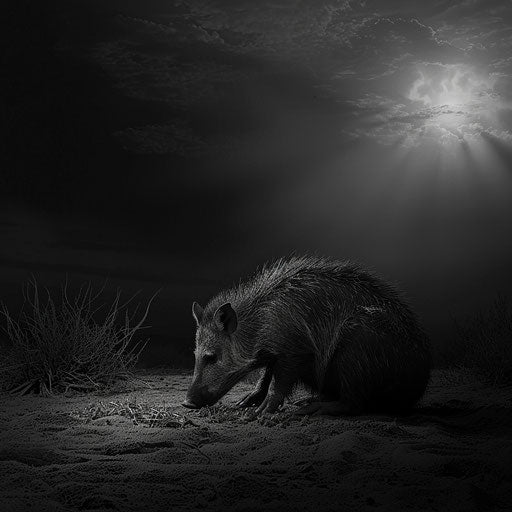Javelina in a poetic black and white scene