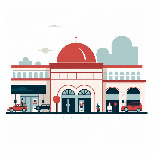 Minimalist mall clipart on white background