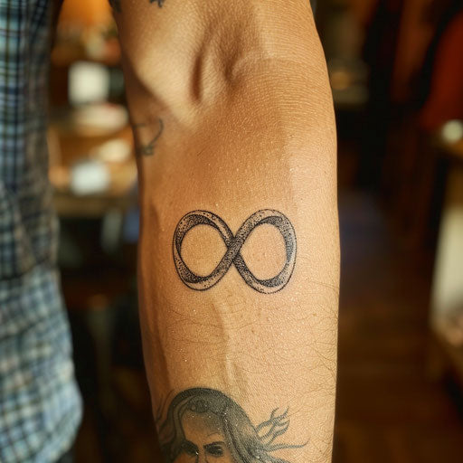 Tiny infinity symbol, in the style of Humberto Ramos