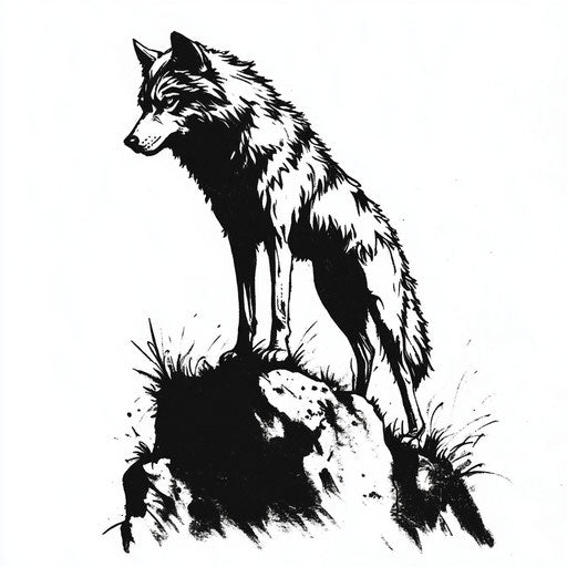 Lone wolf on a cliff