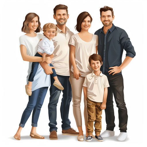 Photo realistic clipart of my family with flat white background
