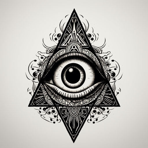 All seeing eye tattoo sticker in gothic surrealism style